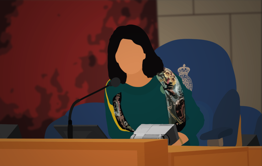 Voorzitter Khadija Arib (PvdA) aan het woord in de plenaire zaal.